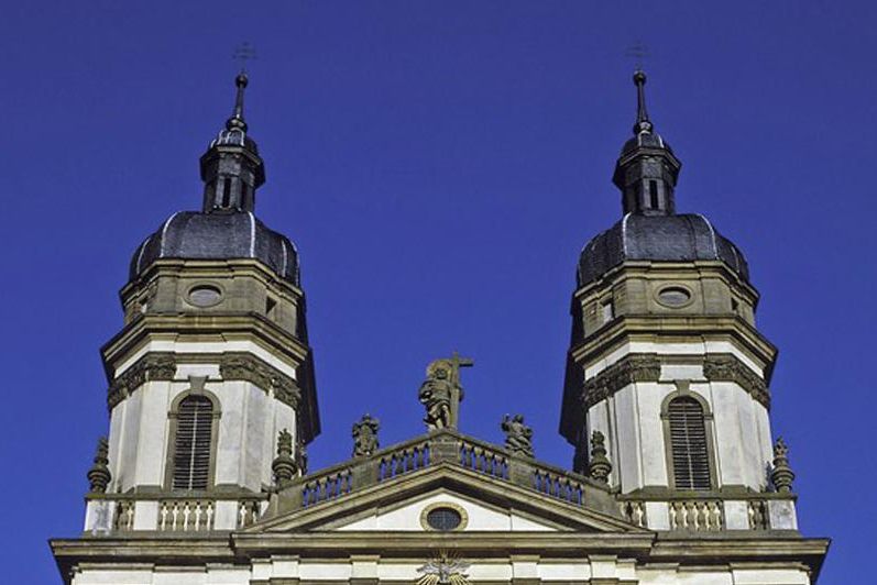 The double towers of the Baroque church, Schöntal Monastery