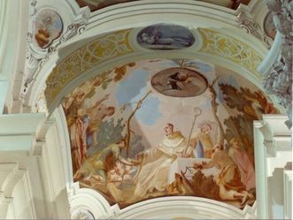 Kloster Schöntal, Innen, Deckenfresko Klosterkirche mit Bernhard von Clairvaux