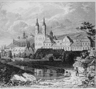 Historische Lithographie von Kloster Schöntal