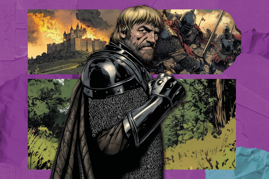 Illustration von Götz von Berlichingen zum Projekt "500 Jahre Bauernkrieg"